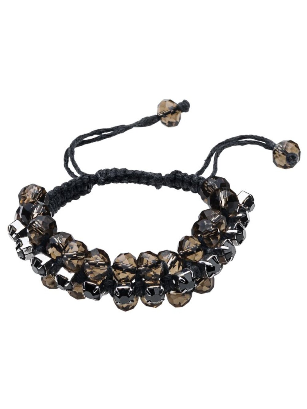 Dyrberg/Kern Jive back and grey crystal and bead macrame bracelet